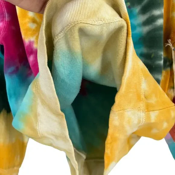 La Detresse Revolve Womens Tropical Pullover Tie Dye Fleece Sweatshirt Medium M - Picture 8 of 11